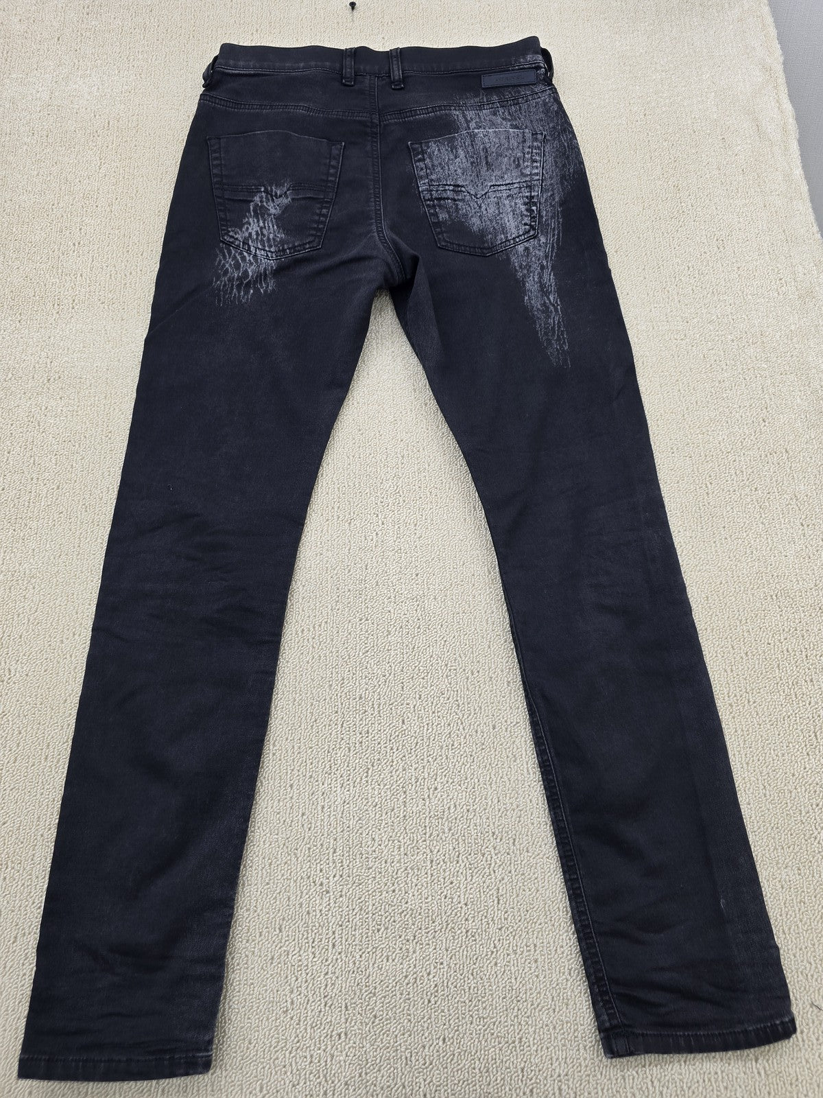 Diesel Men's Black Distressed Stretch Jeans W25 L02 069DT Straight 5Pocket