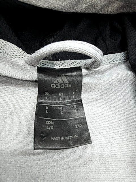 Adidas Men's Grey/Black 3-Stripes Zip Hoodie Large