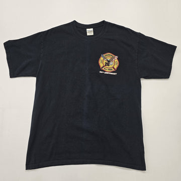 Gildan Men Black Fire Dept 100th Graphic T-Shirt Size L Regular