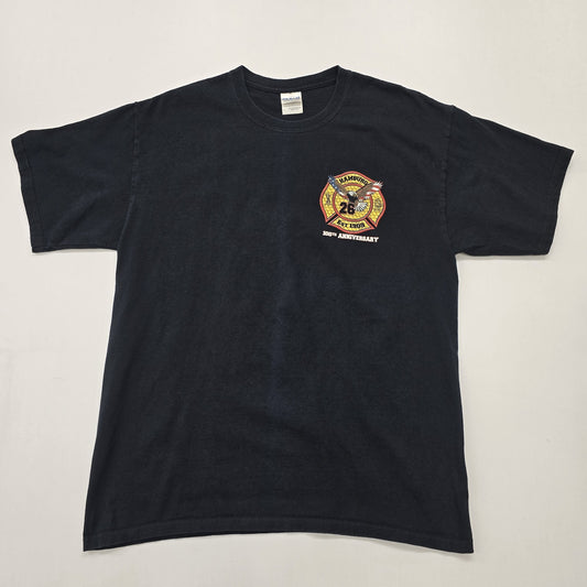 Gildan Men Black Fire Dept 100th Graphic T-Shirt Size L Regular