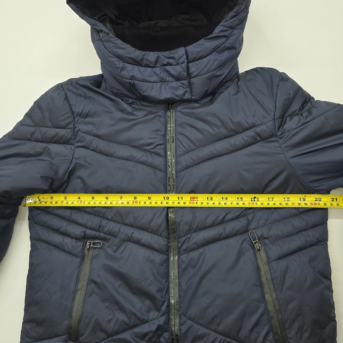 Superdry Men's Navy Hooded Puffer Jacket Size M Zip Quilted Midweight
