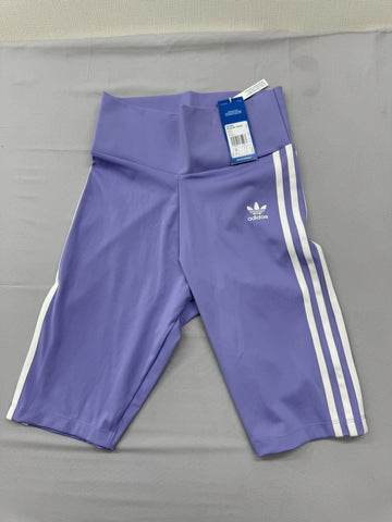 Adidas Women's Purple Striped High Waist Active Shorts M