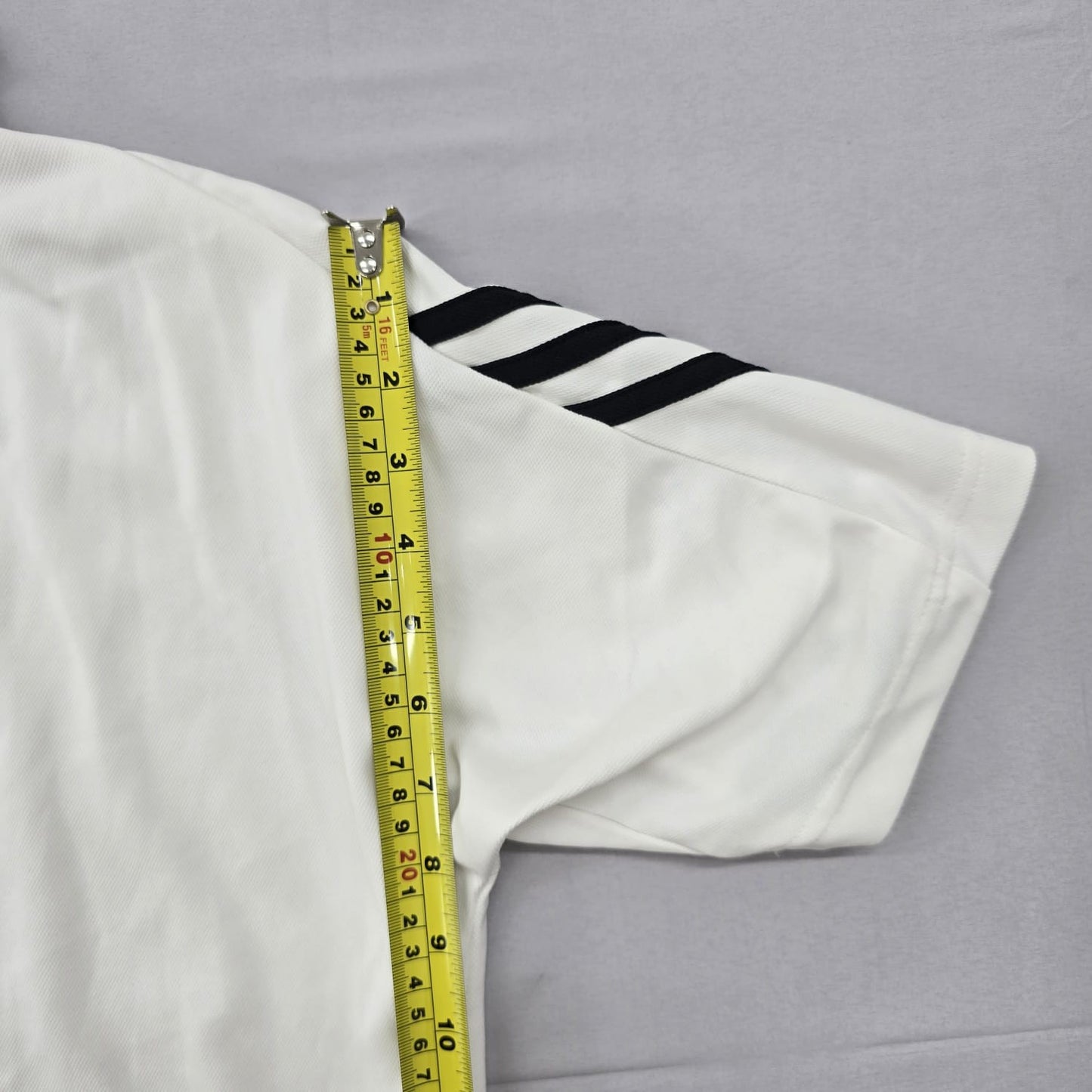 Adidas Men's White Stripe Polo Shirt Size M Short Sleeve Three Stripes