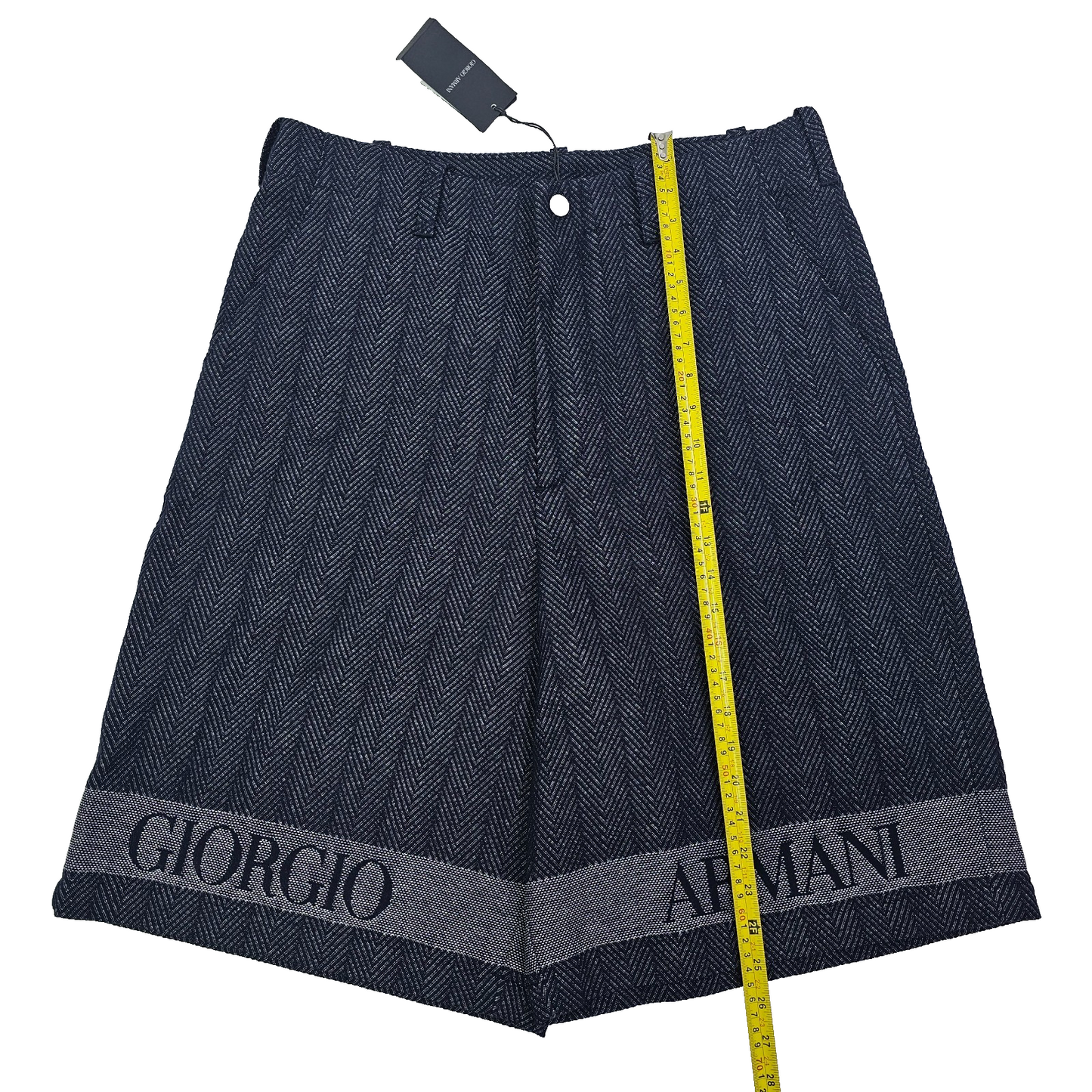 Giorgio Armani Cotton Bermuda Logo Shorts In Jacquard Navy 50 BNWT