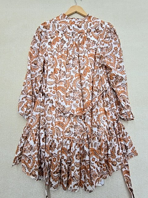 Maje Brown Paisley Long Dress Size 40 FR Silk Viscose NWT