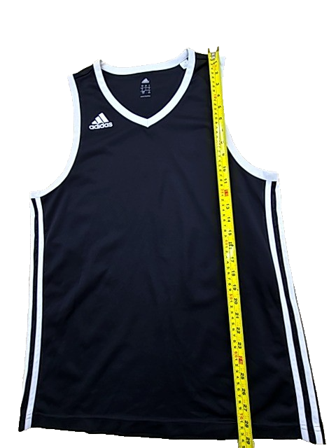 Adidas Unisex Black Striped V-Neck Sleeveless Tank Top Size L