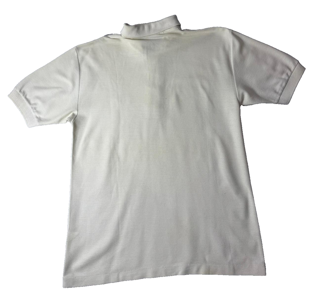 Vintage Lacoste White Polo Shirt Mens Classic Crocodile Logo Cotton