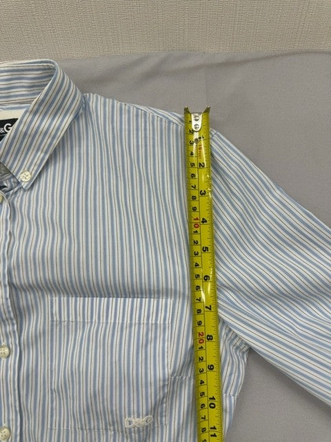 Dolce & Gabbana Men's L Light Blue Striped Cotton Button-Down Shirt