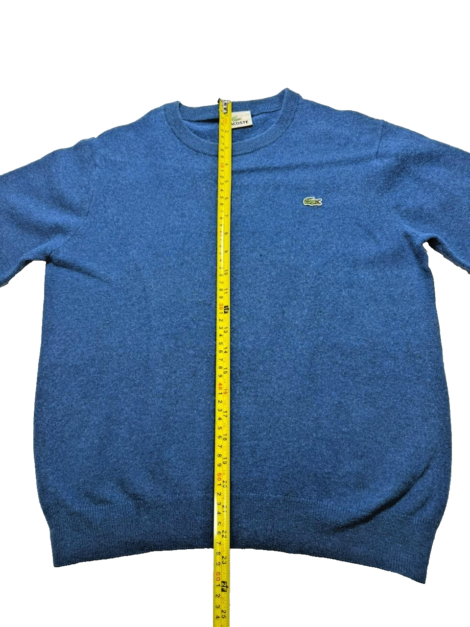Lacoste Men's Blue Wool Crewneck Sweater Classic Crocodile Logo