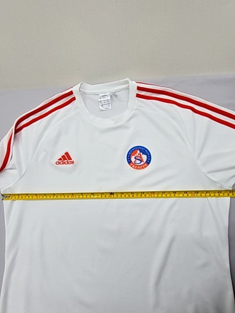 Adidas XL White/Red Striped AEROREADY Jersey Short Sleeve 3-Stripes