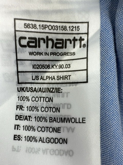 Carhartt Men's Light Blue Long Sleeve Button-Up Shirt XXL