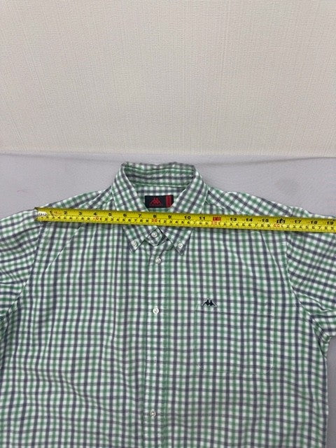 Robe di Kappa Men's Green Plaid Short Sleeve Button-Down M Cotton