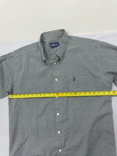 Ralph Lauren Gray Gingham Short Sleeve Button-Down XXL 100% Cotton USA