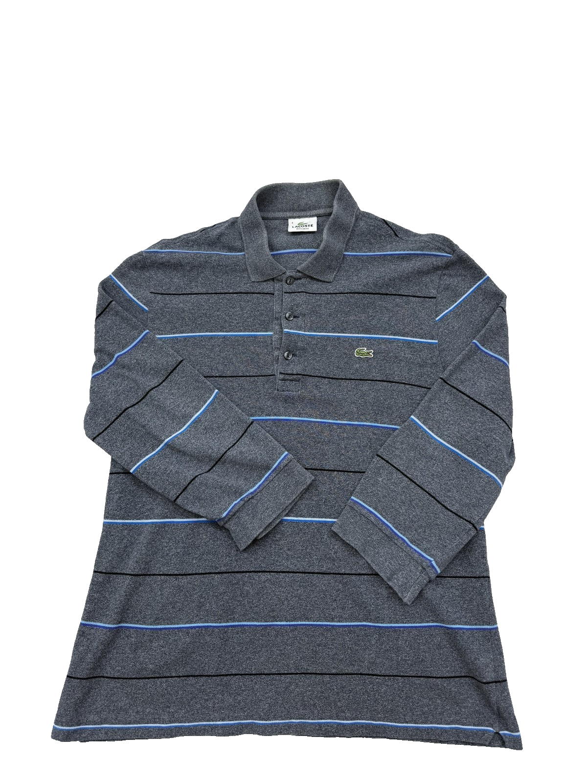 Lacoste Men's Polo Shirt Size 4 Gray Stripe Cotton F8330