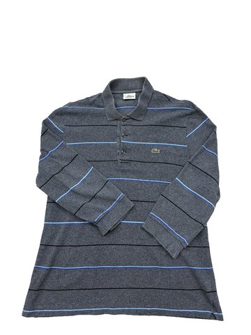 Lacoste Men's Polo Shirt Size 4 Gray Stripe Cotton F8330