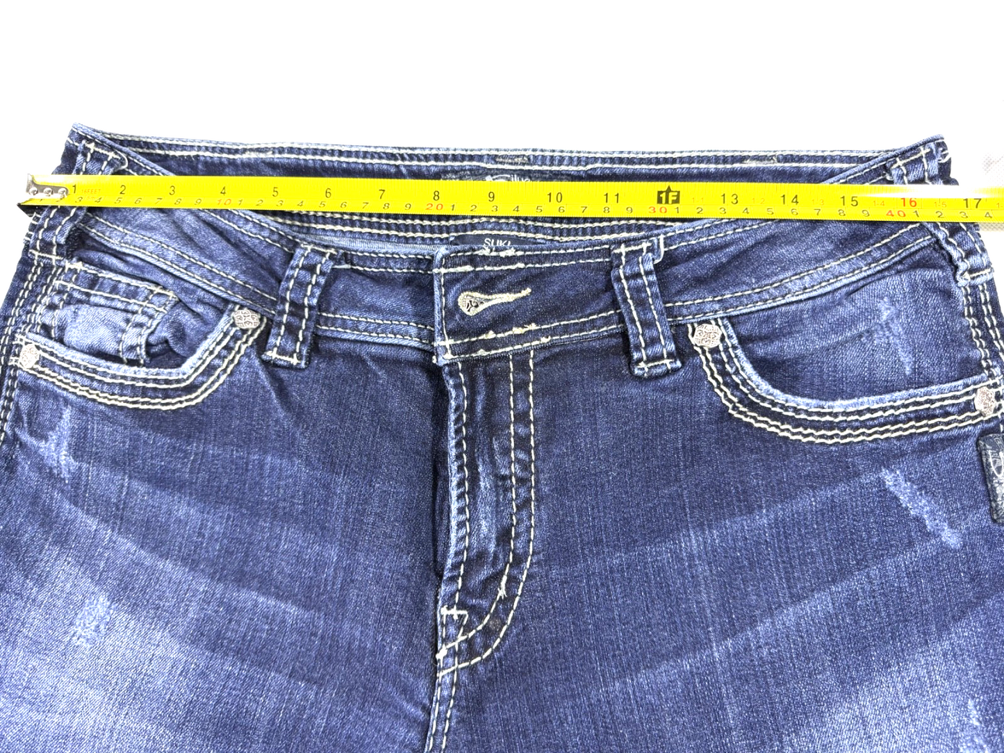 Silver Jeans Suki Distressed Women's Denim Jeans W33 L32 Flap Pockets