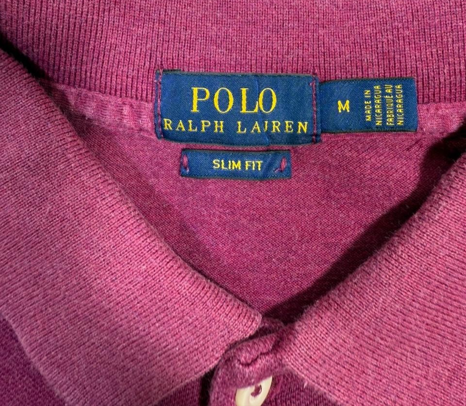 Polo Ralph Lauren Women's Magenta Slim Fit Pique Polo Shirt Pony Logo Size M