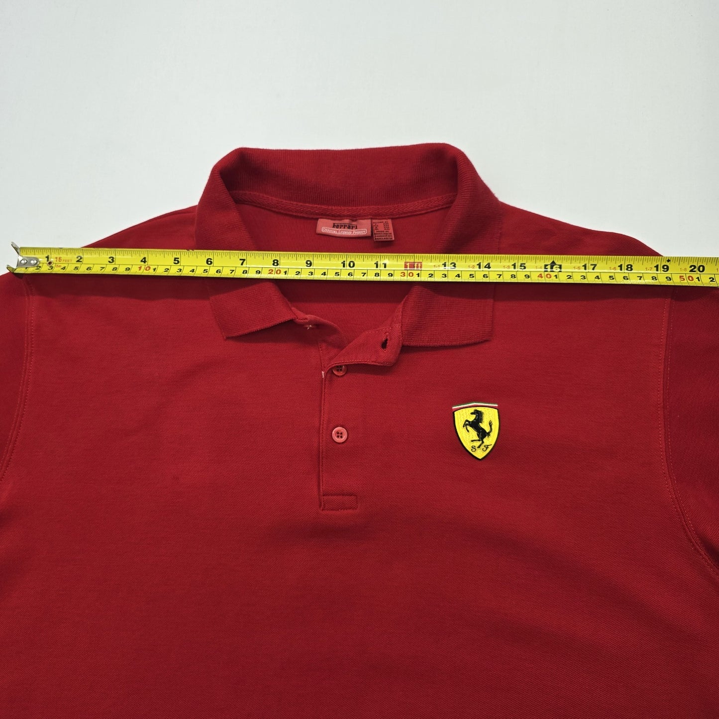 Ferrari Men Red Polo Pique Knit 3XL Button Placket Logo Patch Regular