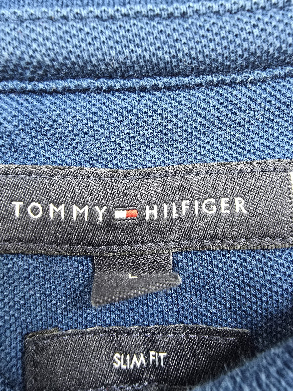 Tommy Hilfiger Men's Navy Slim Fit Short Sleeve Polo L Cotton