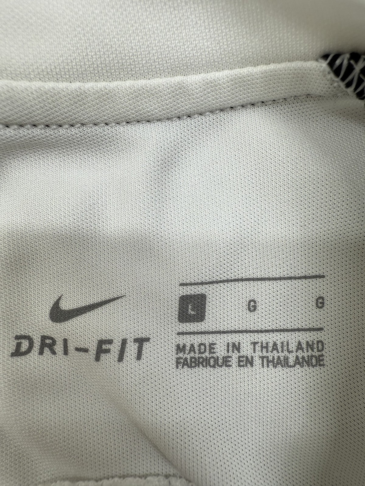 Nike Men's L White Dri-FIT Soccer Jersey Short Sleeve