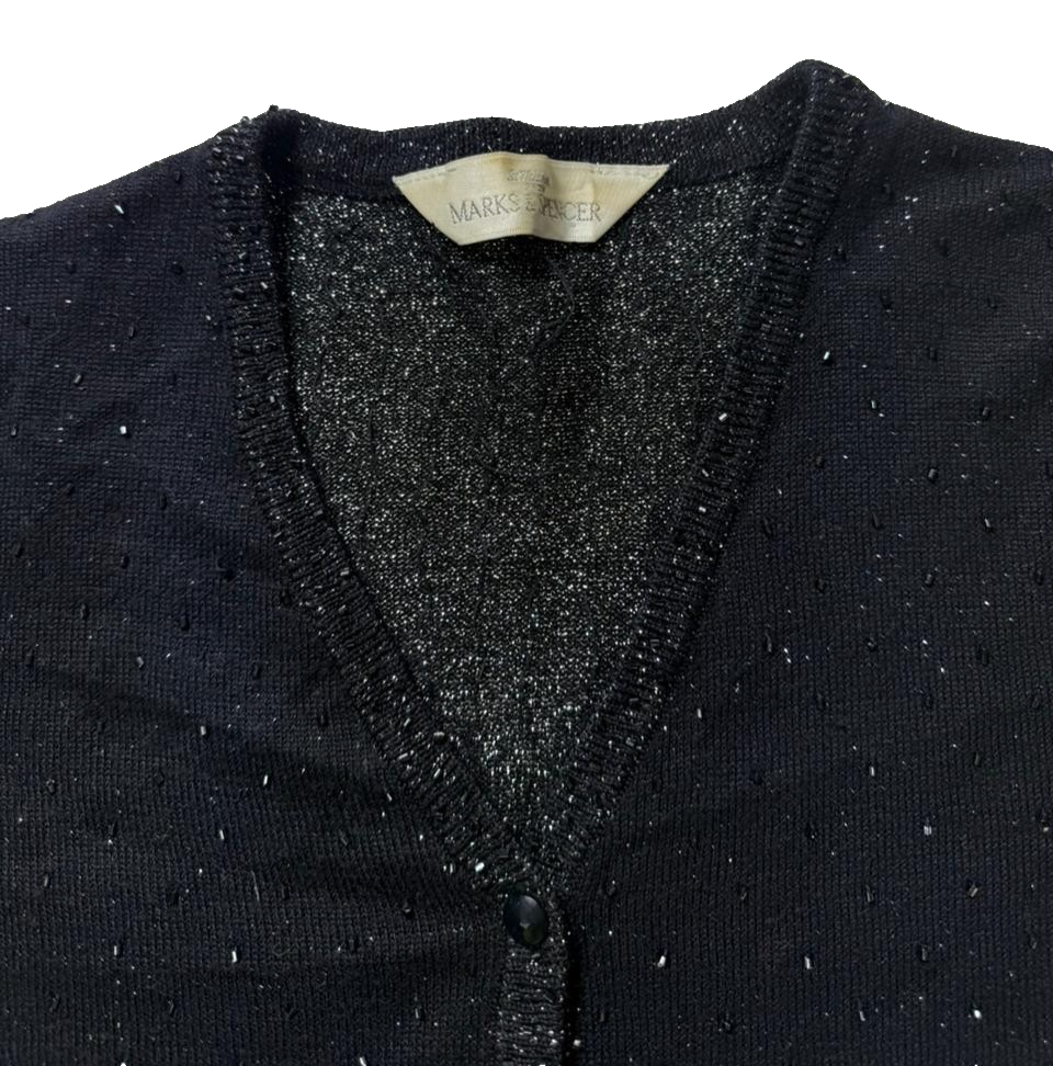 Marks & Spencer Sequin-Embellished Cardigan | Unisex | Size 8 | Black