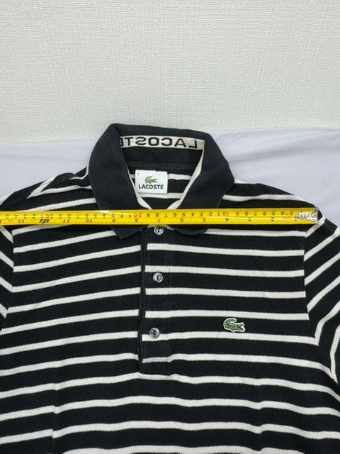 Lacoste Men's Black White Striped Short Sleeve Polo Shirt Regular