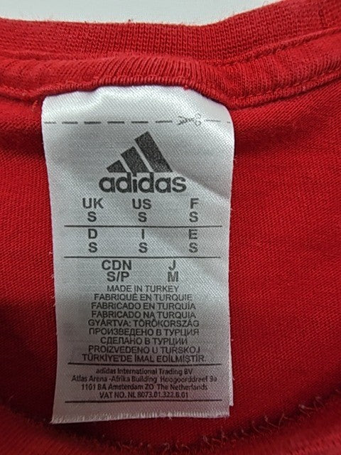 Adidas Men Red Logo Graphic T-Shirt Size S Regular Cotton Jersey