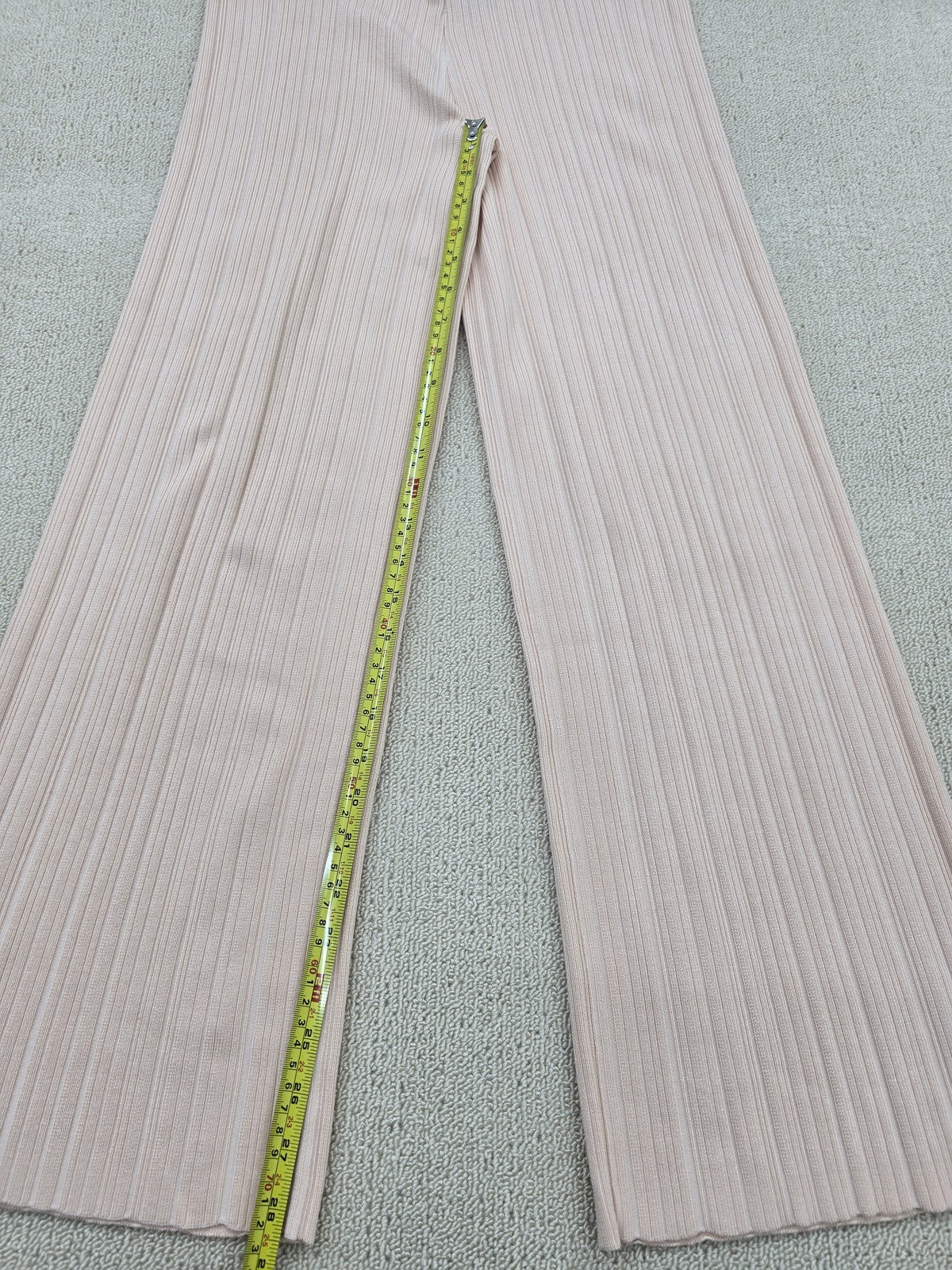 Maje Wide-Leg Knitted Pants FR 40 Rose Pale High Waist Stretch NWT