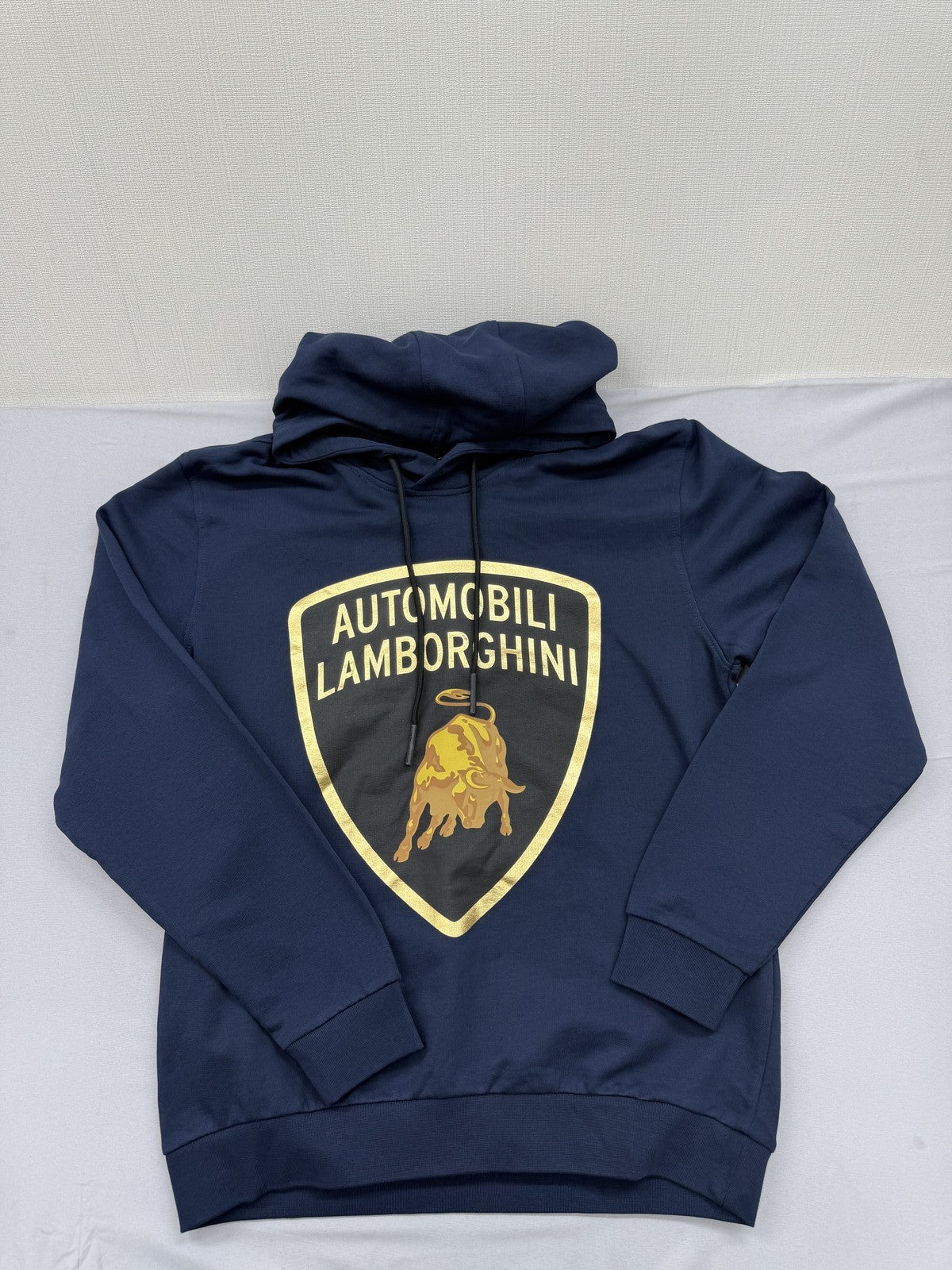 Lamborghini Navy Blue Full Zip Fleece Hoodie Men's L Regular