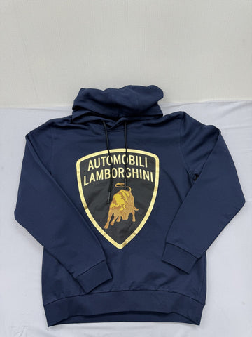 Lamborghini Navy Blue Full Zip Fleece Hoodie Men's L Regular