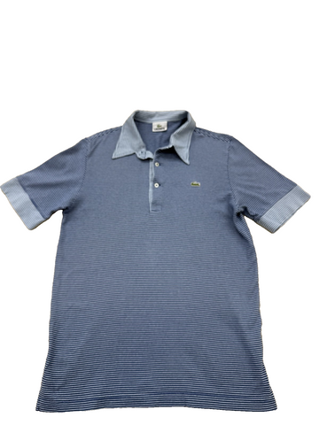 Lacoste Men's Blue White Striped Polo Sz 3 Vintage Japan Cotton DH0435