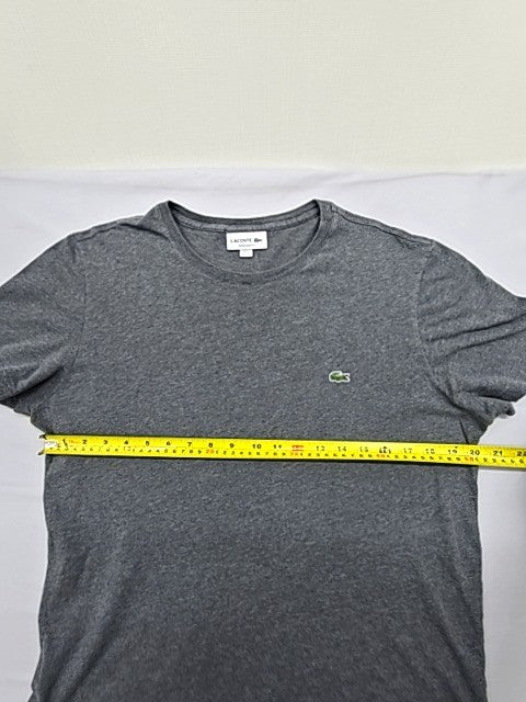 Lacoste Gray Cotton T-Shirt XL Men Short Sleeve Croc Logo