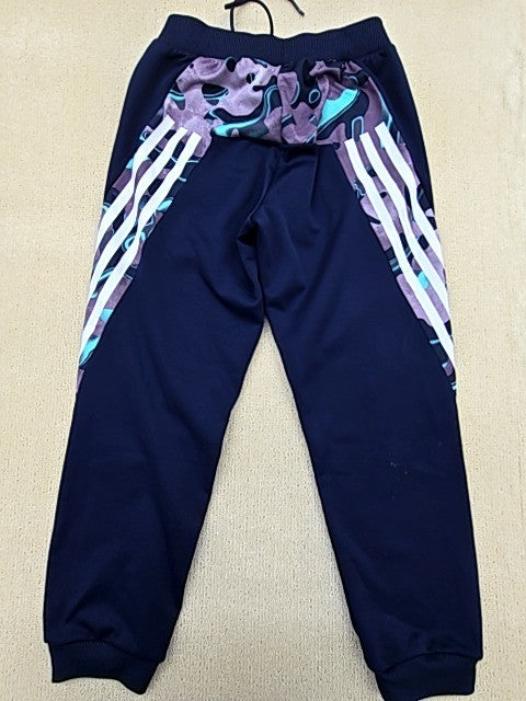 Adidas Men's Navy Track Pants – Size M, Regular Fit, Striped