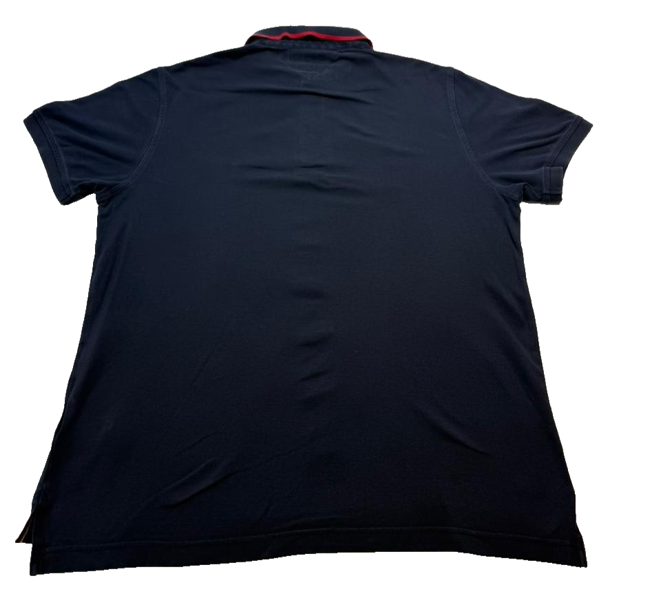 Tommy Hilfiger Men's Navy Blue Slim Fit Polo Shirt Red Trim Size XL