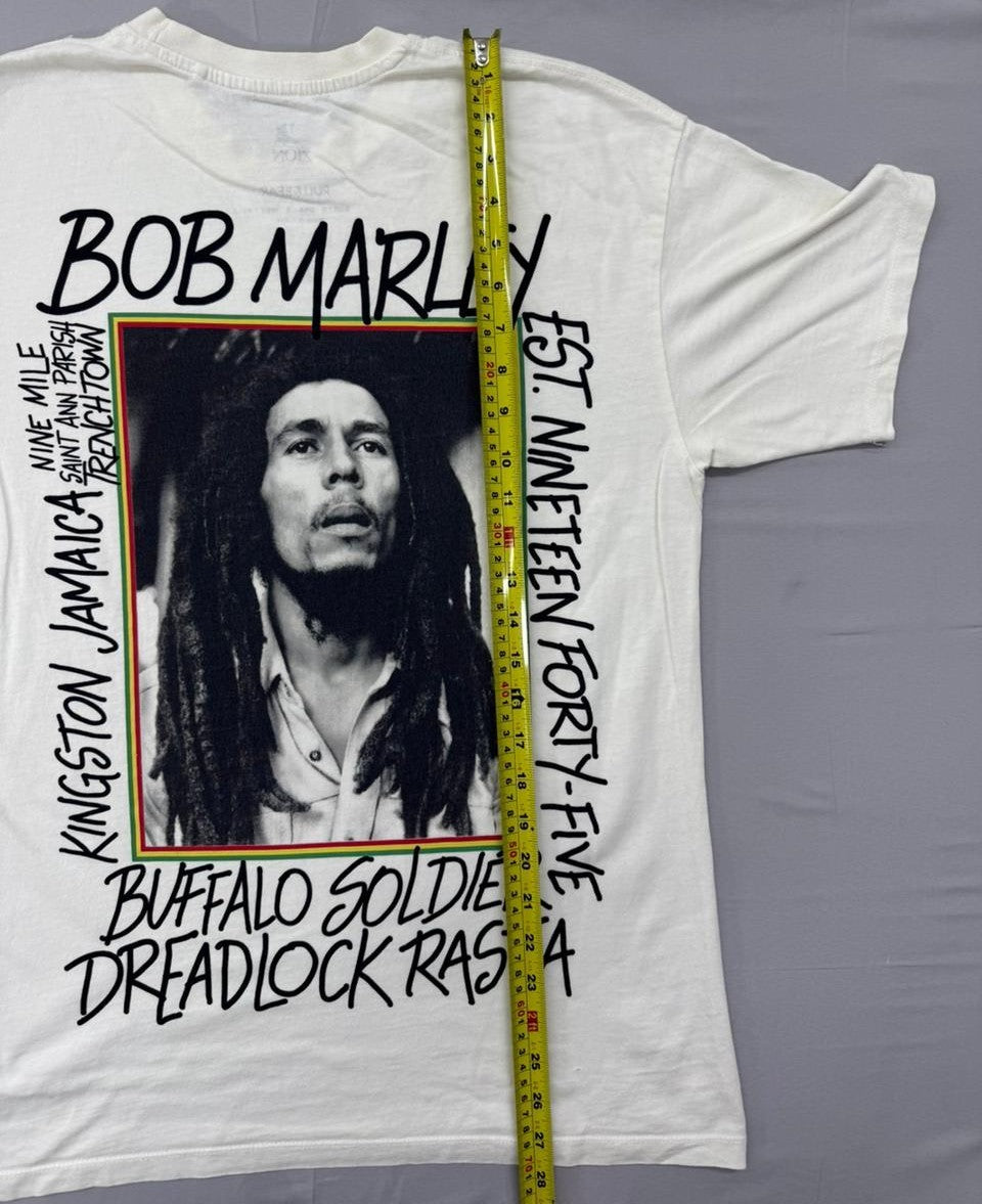 Pull&Bear Men's White Bob Marley Graphic T-Shirt Size S Regular