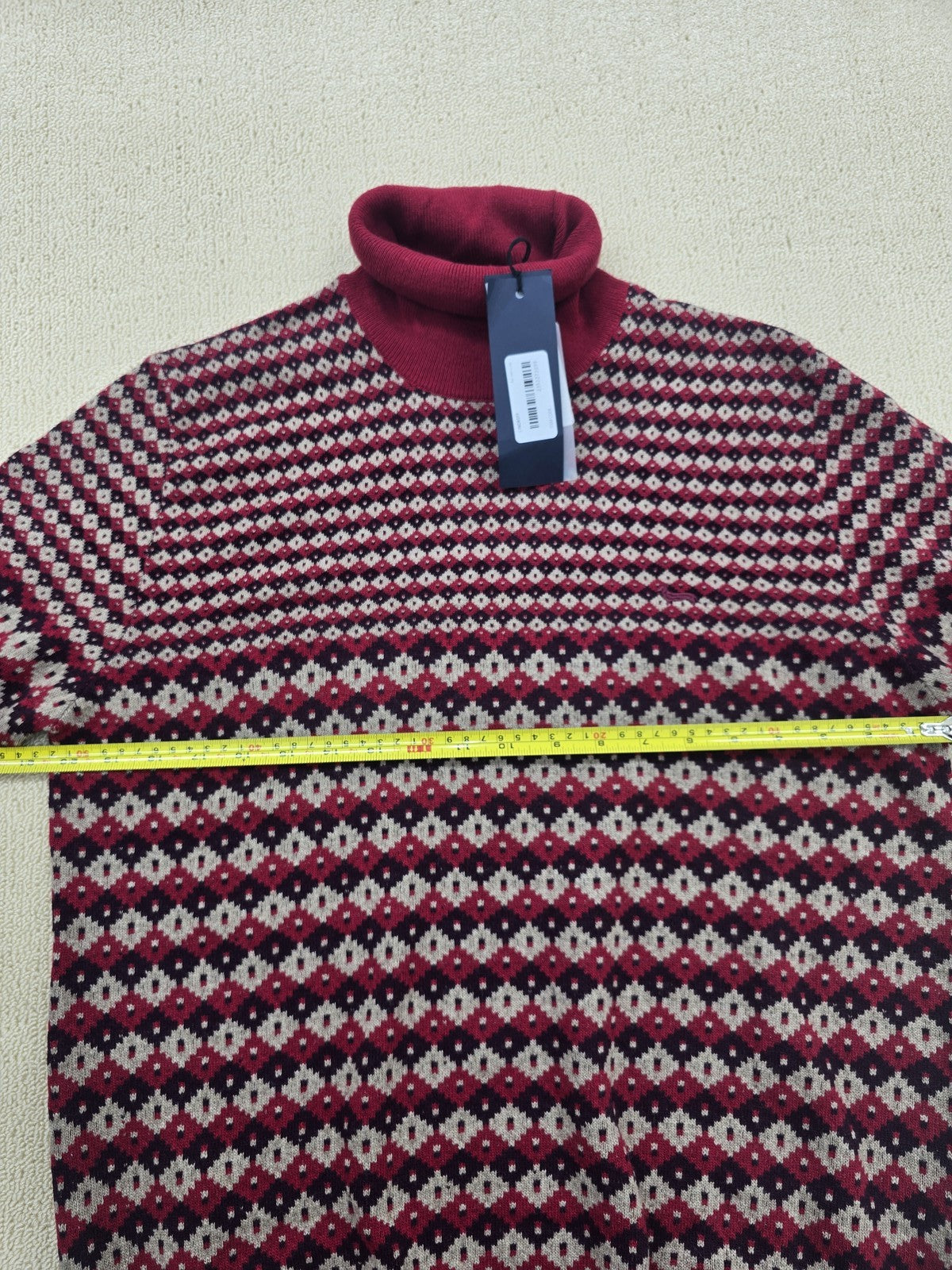 Harmont & Blaine Men's Burgundy Checkered Turtleneck Sweater Italy