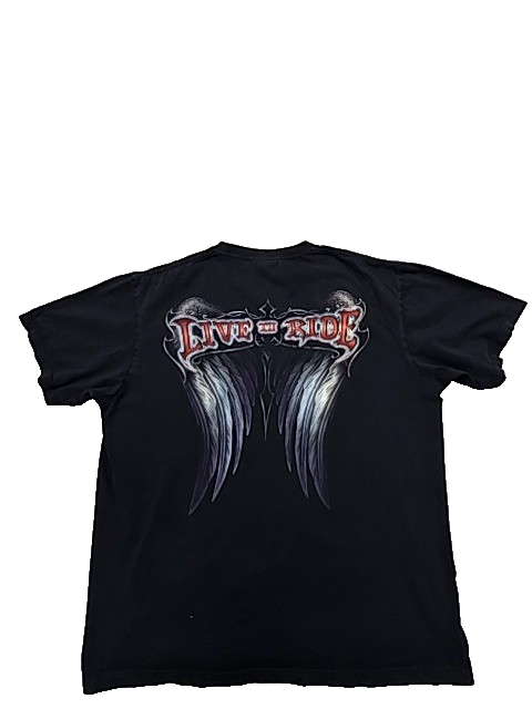 Reckless High Definition Men's Black Motorcycle Wings T-Shirt XL