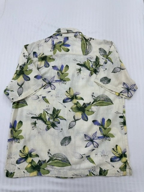 Winner Mate Men's Cream Floral Vintage Shirt Size M