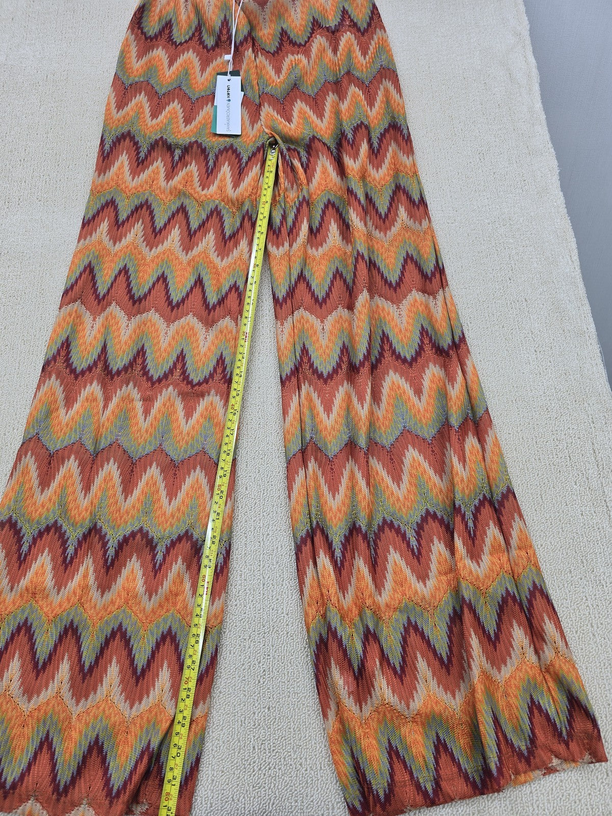 Koton Multicolor Zigzag Palazzo Wide Leg Trousers Women L Polyester Turkey