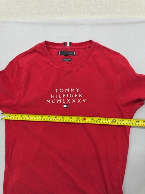 Tommy Hilfiger Men's Red S Short Sleeve Organic Cotton Crewneck T-Shirt