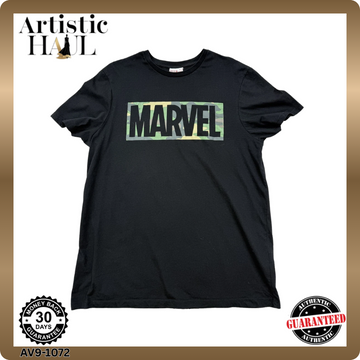 Primark Marvel Camo Black Cotton T-Shirt XL Short Sleeve