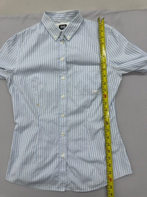 Dolce & Gabbana Men's L Light Blue Striped Cotton Button-Down Shirt
