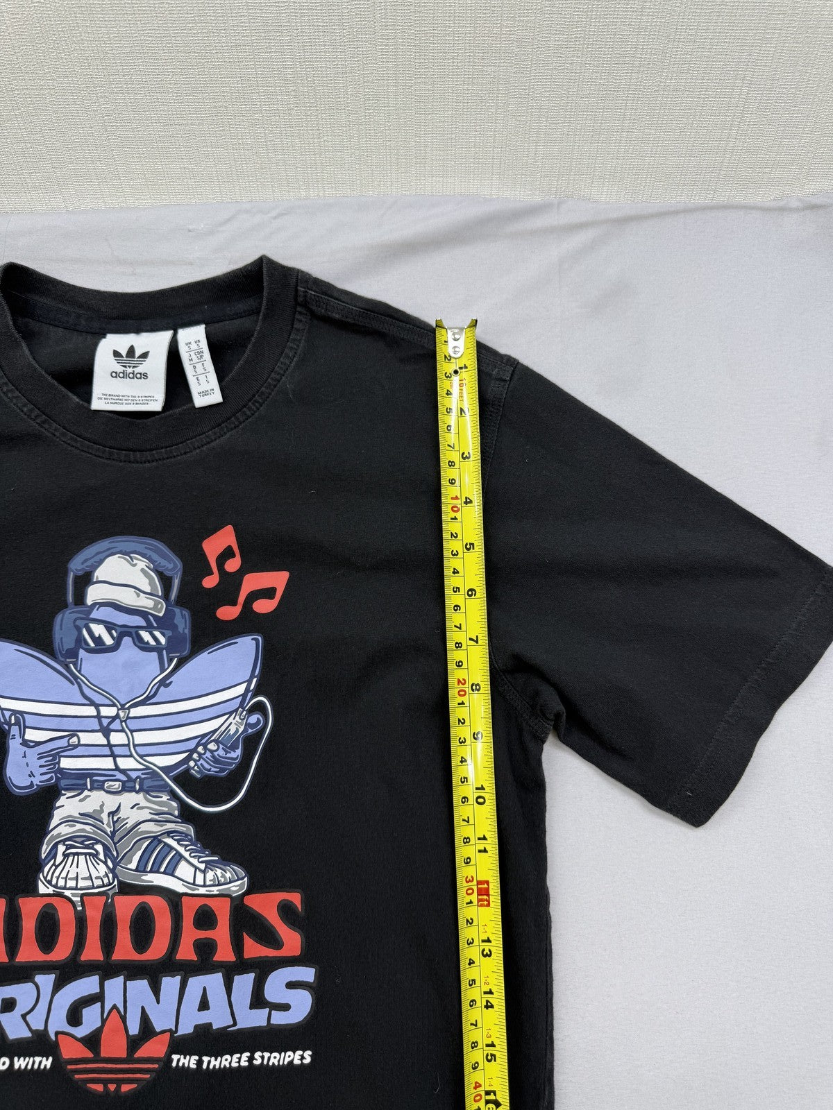 Adidas Originals Graphic Print Black T-Shirt Short Sleeve Size S