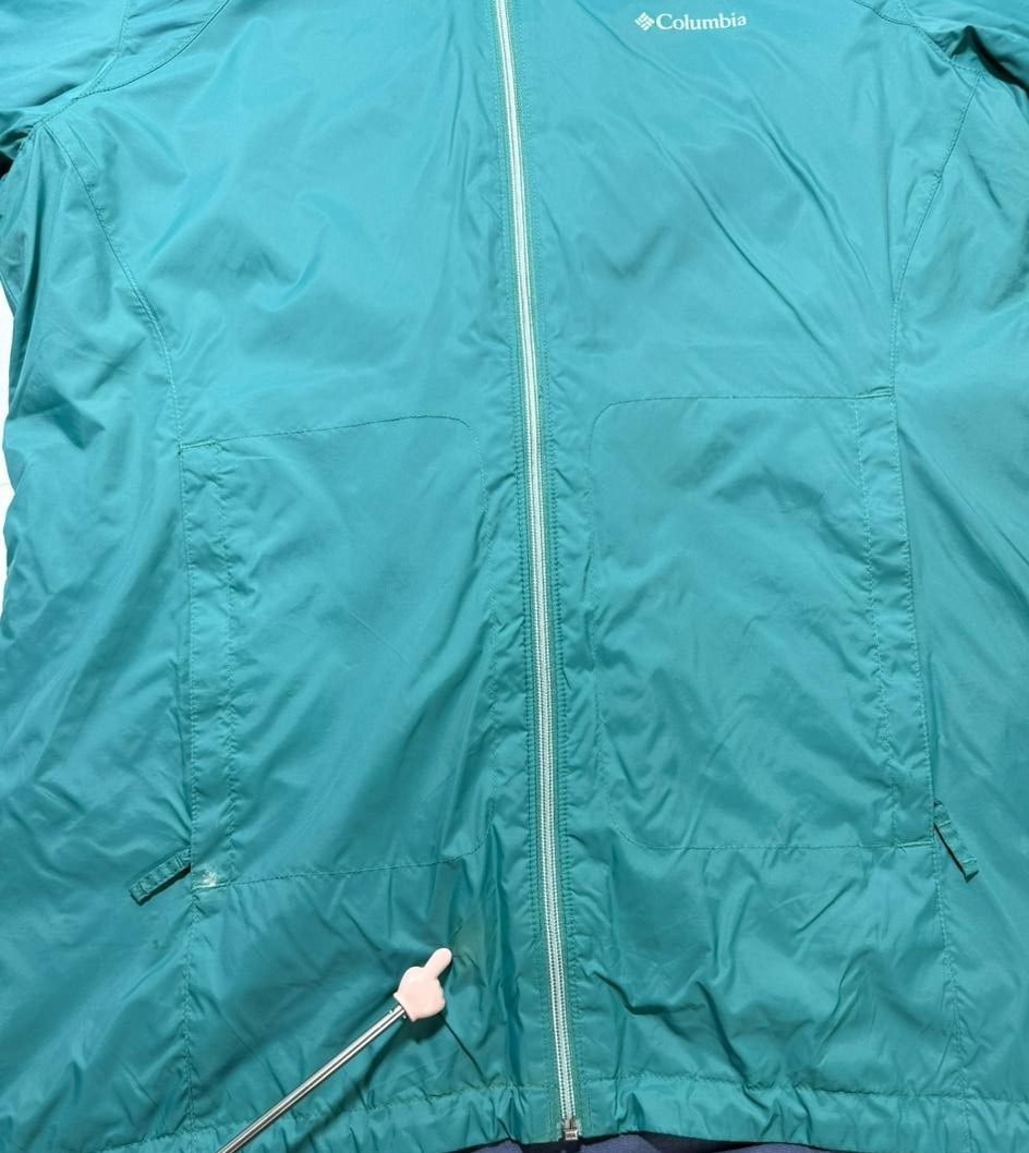 Columbia Women's Teal Waterproof Hooded Rain Jacket Long Length Size XL