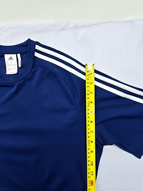Adidas Climalite Navy Jersey M Short Sleeve 3 Stripes Crewneck