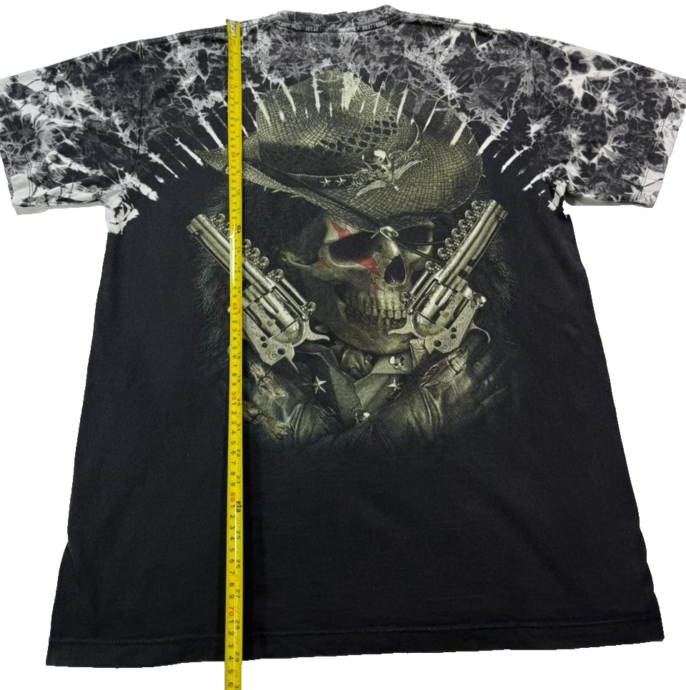 Survivors Vintage Skull Cowboy Guns Rocker T-Shirt Edgy Men's Short Sleeve L