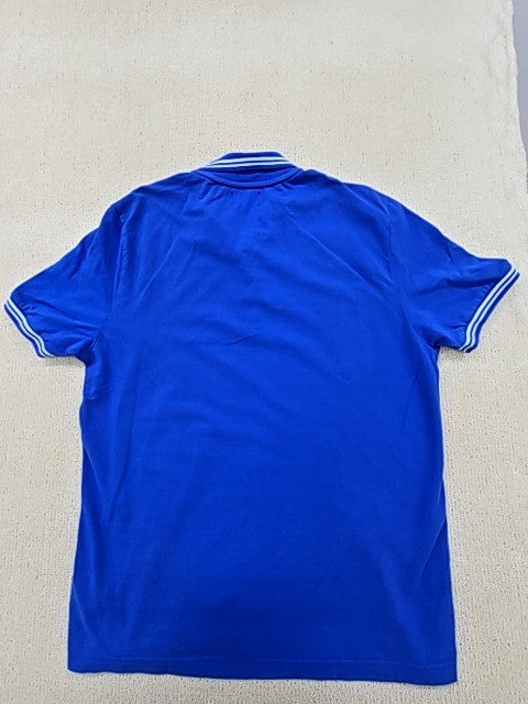 Kappa Men's Blue Polo Shirt Medium Cotton Italy White Piping