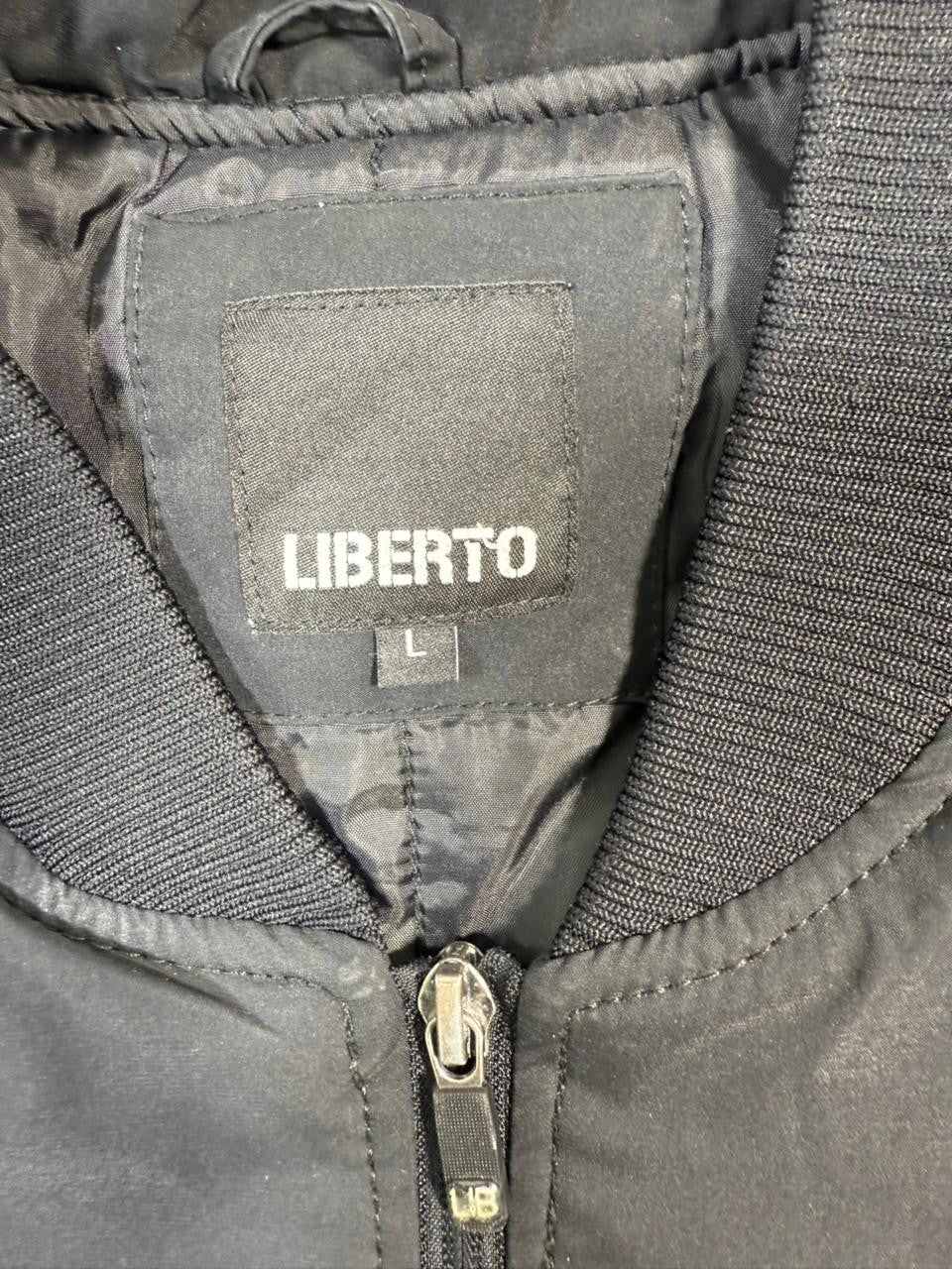 Liberto Men's Black Full Zip Bomber Jacket Polyester Size L