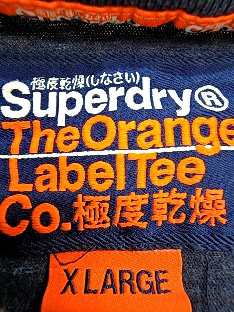Superdry Orange Label Women's Navy Heathered T-Shirt XL Orange Trim Logo
