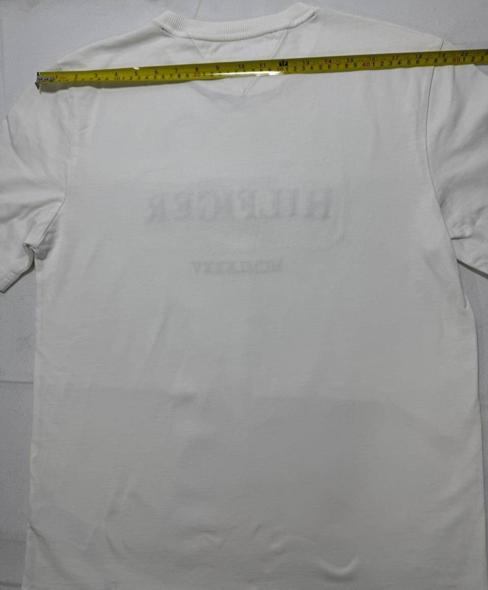 Tommy Hilfiger Men's White T-Shirt Size L Embroidered Logo Mcmlxxxv Casual Tee